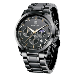 BENYAR BY-5160A Montre Homme Chronographe Étanche en Acier Inoxydable - Noir