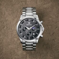 Alternative view of BENYAR BY-5160B Montre Homme Chronographe Étanche en Acier Inoxydable - Argenté & Noir
