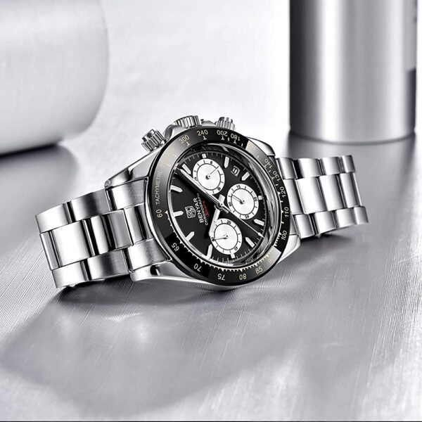 BENYAR BY-5169B – montre chronographe de luxe pour hommes avec bracelet en acier inoxydable - Noir – Image 4