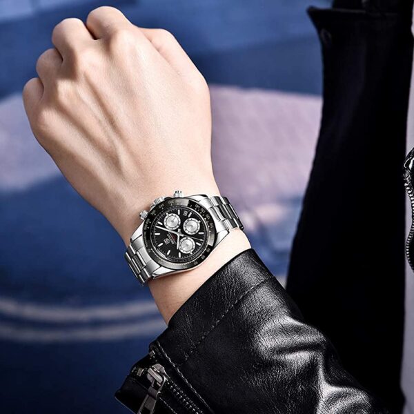 BENYAR BY-5169B – montre chronographe de luxe pour hommes avec bracelet en acier inoxydable - Noir – Image 5