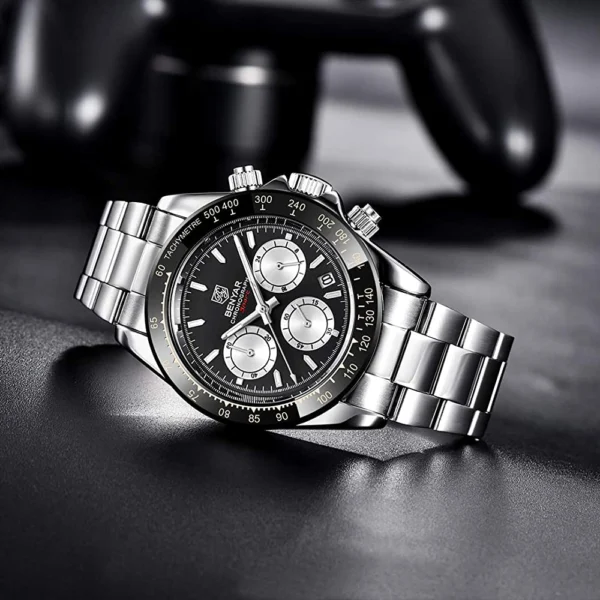 Alternative view of BENYAR BY-5169B – montre chronographe de luxe pour hommes avec bracelet en acier inoxydable - Noir