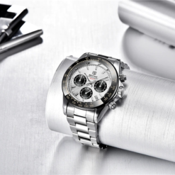 Alternative view of BENYAR BY-5169A – montre chronographe de luxe pour hommes avec bracelet en acier inoxydable - Blanc