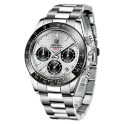 BENYAR BY-5169A – montre chronographe de luxe pour hommes avec bracelet en acier inoxydable - Blanc