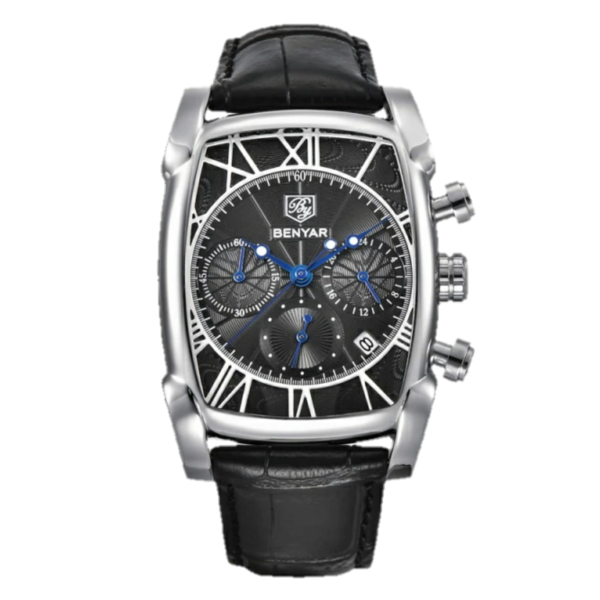 BENYAR BY-5113C – montre classique de luxe pour hommes avec bracelet en cuir - Noir