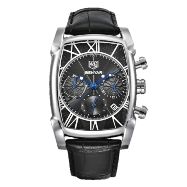 BENYAR BY-5113C – montre classique de luxe pour hommes avec bracelet en cuir - Noir