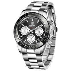 BENYAR BY-5169B – montre chronographe de luxe pour hommes avec bracelet en acier inoxydable - Noir