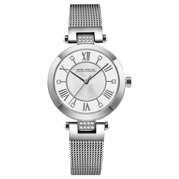 MINI FOCUS MF5 – montre chronographe de luxe pour femmes avec bracelet en acier inoxydable - Gris