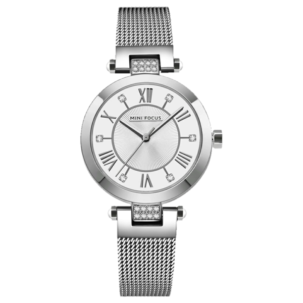 MINI FOCUS MF5 – montre chronographe de luxe pour femmes avec bracelet en acier inoxydable - Gris