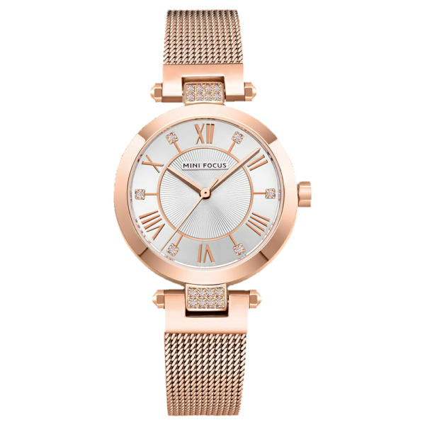 MINI FOCUS MF6 – montre chronographe de luxe pour femmes avec bracelet en acier inoxydable - Bronze