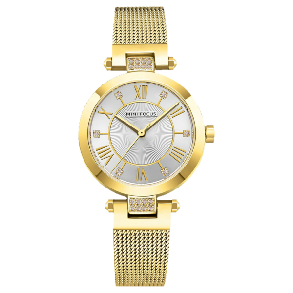 MINI FOCUS MF7 – montre chronographe de luxe pour femmes avec bracelet en acier inoxydable - Doré