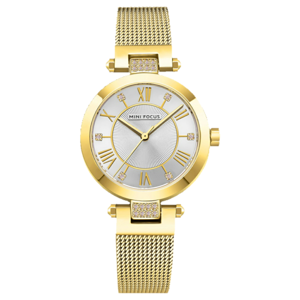 MINI FOCUS MF7 – montre chronographe de luxe pour femmes avec bracelet en acier inoxydable - Doré