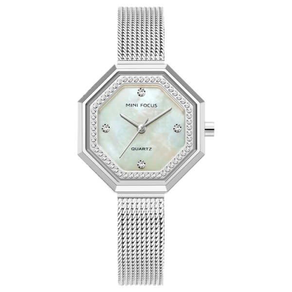 MINI FOCUS MF10 – montre chronographe de luxe pour femmes avec bracelet en acier inoxydable - Gris