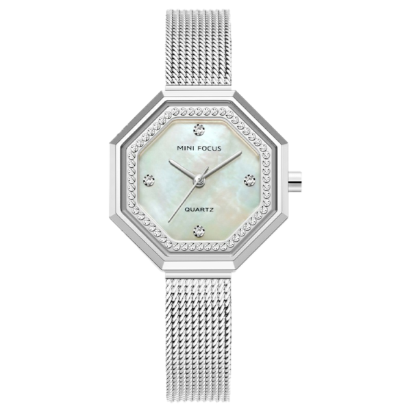 MINI FOCUS MF10 – montre chronographe de luxe pour femmes avec bracelet en acier inoxydable - Gris