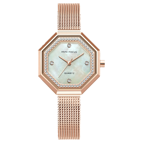 MINI FOCUS MF11 – montre chronographe de luxe pour femmes avec bracelet en acier inoxydable - Bronze