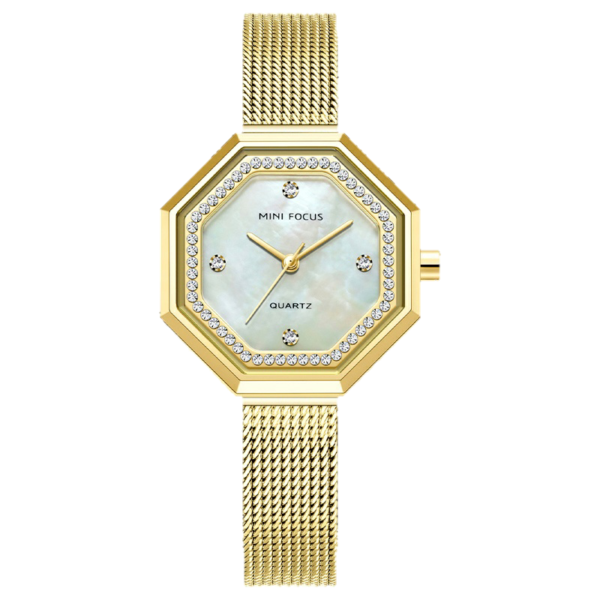 MINI FOCUS MF12 – montre chronographe de luxe pour femmes avec bracelet en acier inoxydable - Doré