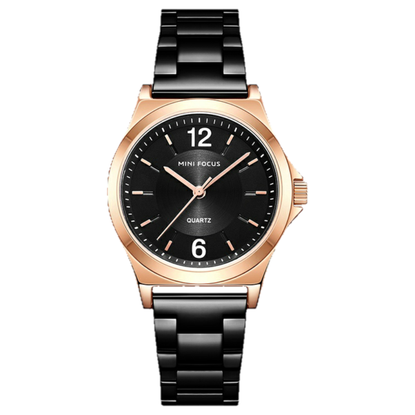 MINI FOCUS MF13 – montre chronographe de luxe pour femmes avec bracelet en acier inoxydable - Noir