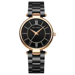 MINI FOCUS MF18 – montre chronographe de luxe pour femmes avec bracelet en acier inoxydable - Noir