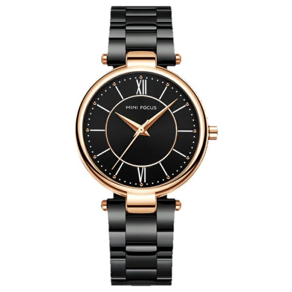 MINI FOCUS MF18 – montre chronographe de luxe pour femmes avec bracelet en acier inoxydable - Noir