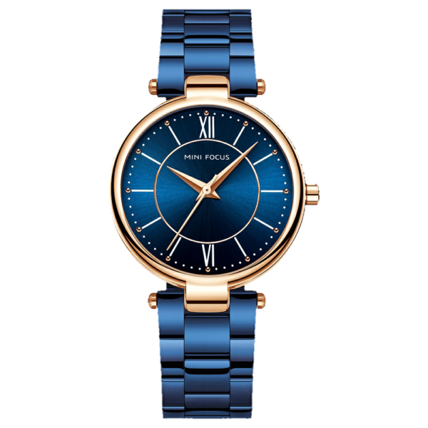 MINI FOCUS MF19 – montre chronographe de luxe pour femmes avec bracelet en acier inoxydable - Bleu