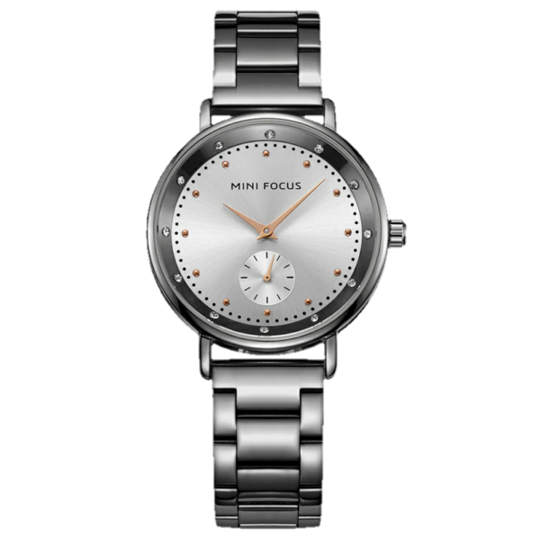MINI FOCUS MF23 – montre chronographe de luxe pour femmes avec bracelet en acier inoxydable - Gris