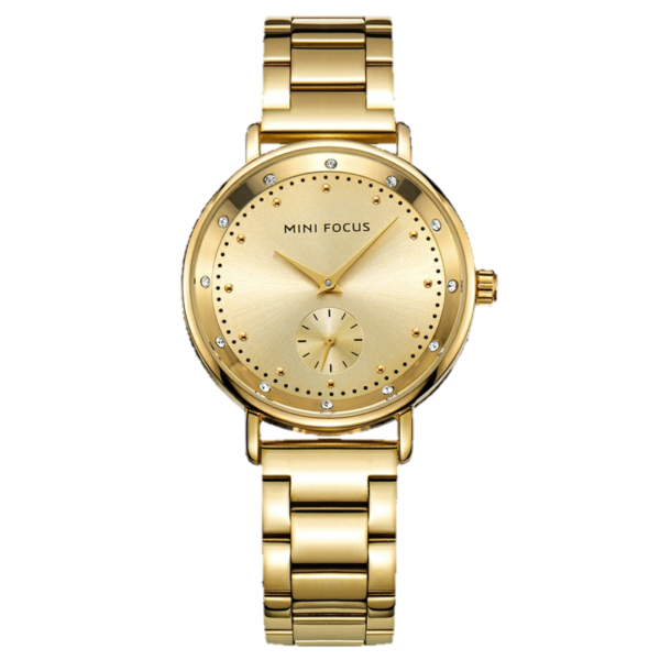 MINI FOCUS MF24 – montre chronographe de luxe pour femmes avec bracelet en acier inoxydable - Doré