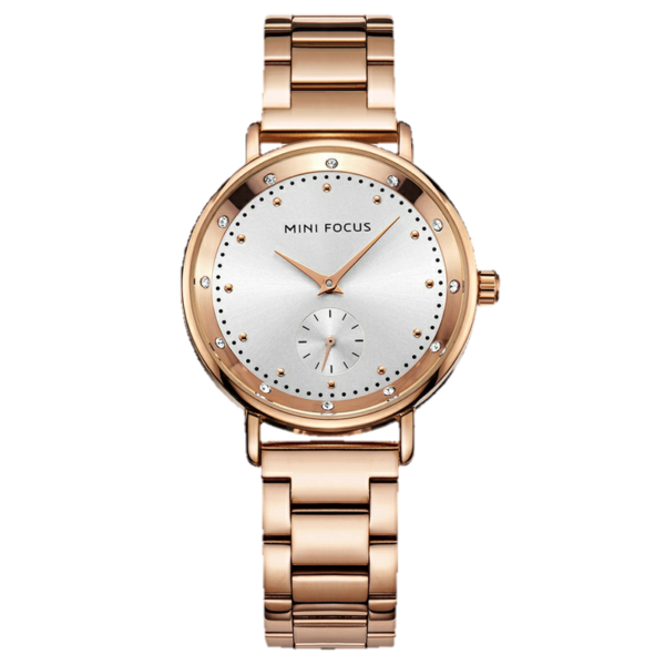 MINI FOCUS MF25 – montre chronographe de luxe pour femmes avec bracelet en acier inoxydable - Bronze