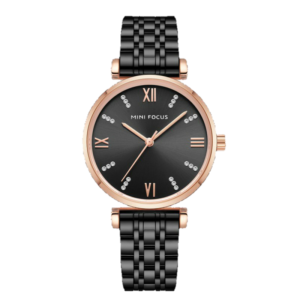 MINI FOCUS MF27 – montre chronographe de luxe pour femmes avec bracelet en acier inoxydable - Noir