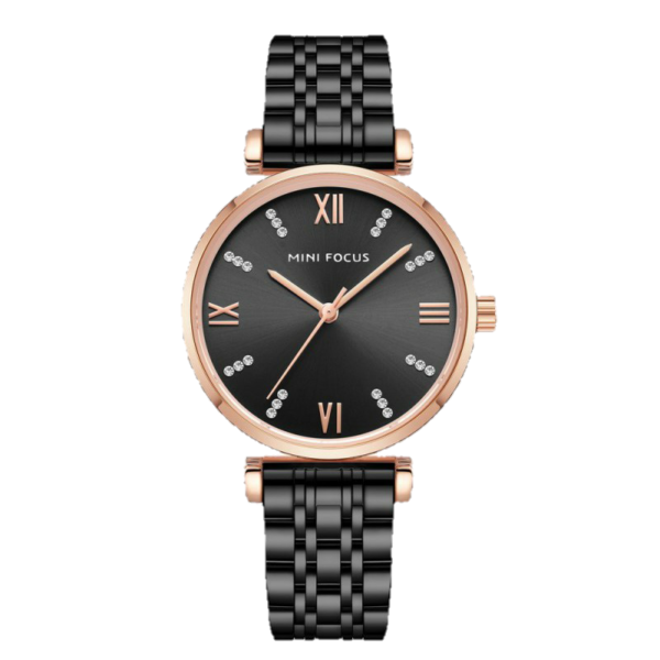 MINI FOCUS MF27 – montre chronographe de luxe pour femmes avec bracelet en acier inoxydable - Noir