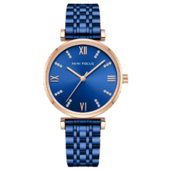 MINI FOCUS MF28 – montre chronographe de luxe pour femmes avec bracelet en acier inoxydable - Bleu