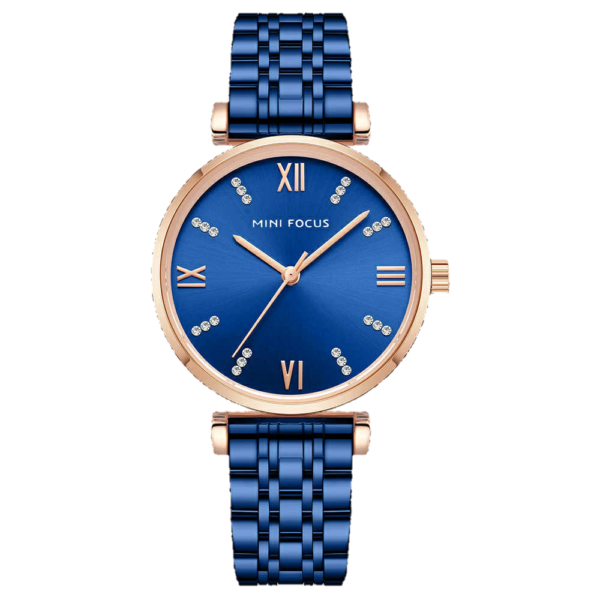 MINI FOCUS MF28 – montre chronographe de luxe pour femmes avec bracelet en acier inoxydable - Bleu