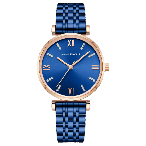 MINI FOCUS MF28 – montre chronographe de luxe pour femmes avec bracelet en acier inoxydable - Bleu