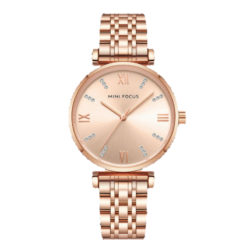 MINI FOCUS MF29 – montre chronographe de luxe pour femmes avec bracelet en acier inoxydable - Bronze
