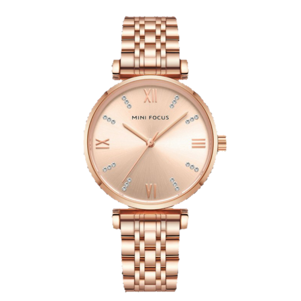 MINI FOCUS MF29 – montre chronographe de luxe pour femmes avec bracelet en acier inoxydable - Bronze