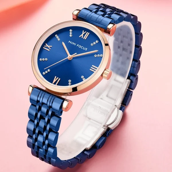 Alternative view of MINI FOCUS MF28 – montre chronographe de luxe pour femmes avec bracelet en acier inoxydable - Bleu