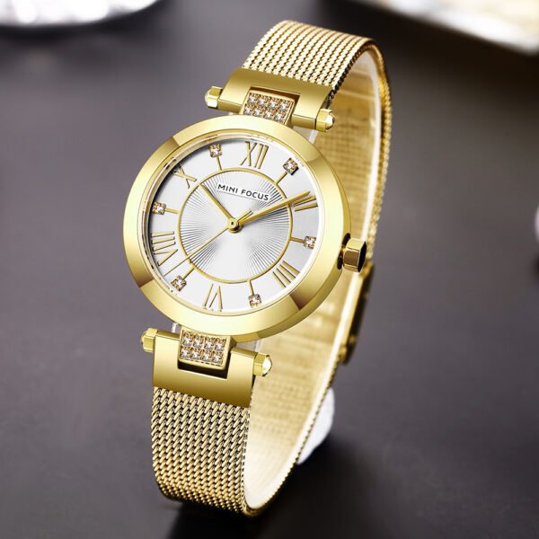Alternative view of MINI FOCUS MF7 – montre chronographe de luxe pour femmes avec bracelet en acier inoxydable - Doré