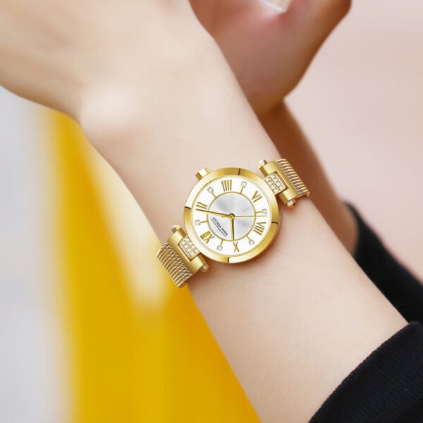 MINI FOCUS MF7 – montre chronographe de luxe pour femmes avec bracelet en acier inoxydable - Doré – Image 3
