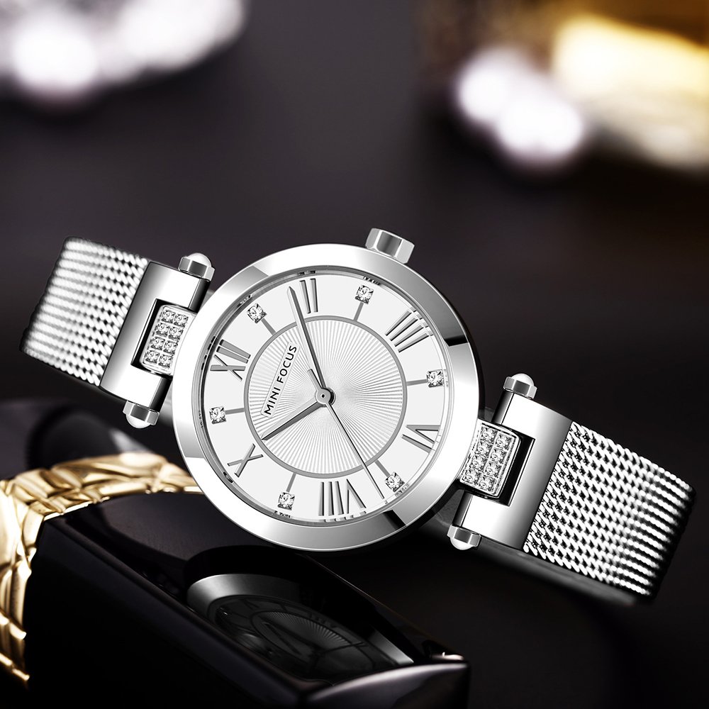MINI FOCUS MF5 – montre chronographe de luxe pour femmes avec bracelet en acier inoxydable - Gris – Image 2