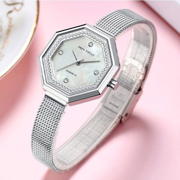 MINI FOCUS MF10 – montre chronographe de luxe pour femmes avec bracelet en acier inoxydable - Gris – Image 2