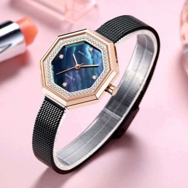Alternative view of MINI FOCUS MF9 – montre chronographe de luxe pour femmes avec bracelet en acier inoxydable - Noir