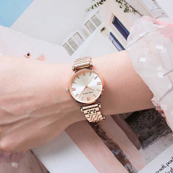 MINI FOCUS MF29 – montre chronographe de luxe pour femmes avec bracelet en acier inoxydable - Bronze – Image 4