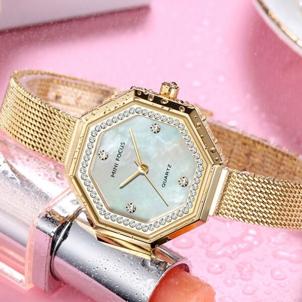 Alternative view of MINI FOCUS MF12 – montre chronographe de luxe pour femmes avec bracelet en acier inoxydable - Doré