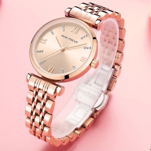 MINI FOCUS MF29 – montre chronographe de luxe pour femmes avec bracelet en acier inoxydable - Bronze – Image 2