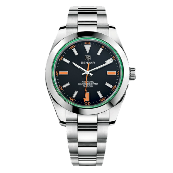 BENYAR BY-5176A Montre Homme Automatique Étanche en Acier Inoxydable - Noir