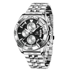 BENYAR BY-5180B – montre chronographe de luxe pour hommes avec bracelet en acier inoxydable - Noir