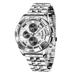 BENYAR BY-5180C – montre chronographe de luxe pour hommes avec bracelet en acier inoxydable - Blanc