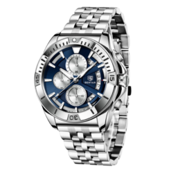 BENYAR BY-5180A – montre chronographe de luxe pour hommes avec bracelet en acier inoxydable - Bleu