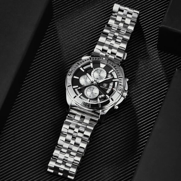 BENYAR BY-5180B – montre chronographe de luxe pour hommes avec bracelet en acier inoxydable - Noir – Image 2