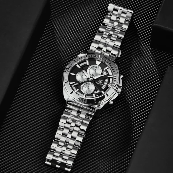 Alternative view of BENYAR BY-5180B – montre chronographe de luxe pour hommes avec bracelet en acier inoxydable - Noir