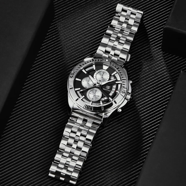Alternative view of BENYAR BY-5180B – montre chronographe de luxe pour hommes avec bracelet en acier inoxydable - Noir