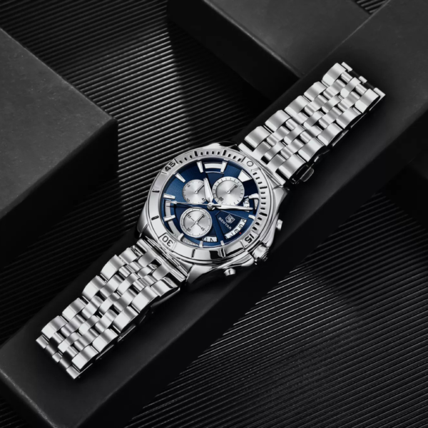 BENYAR BY-5180A – montre chronographe de luxe pour hommes avec bracelet en acier inoxydable - Bleu – Image 4